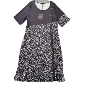 Just Fashion Now Blue Maxi Jersey Dress Preppy Short Sleeves NEW Womens Size XXL